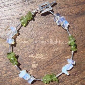 Rainbow Moonstone & Peridot Bracelet